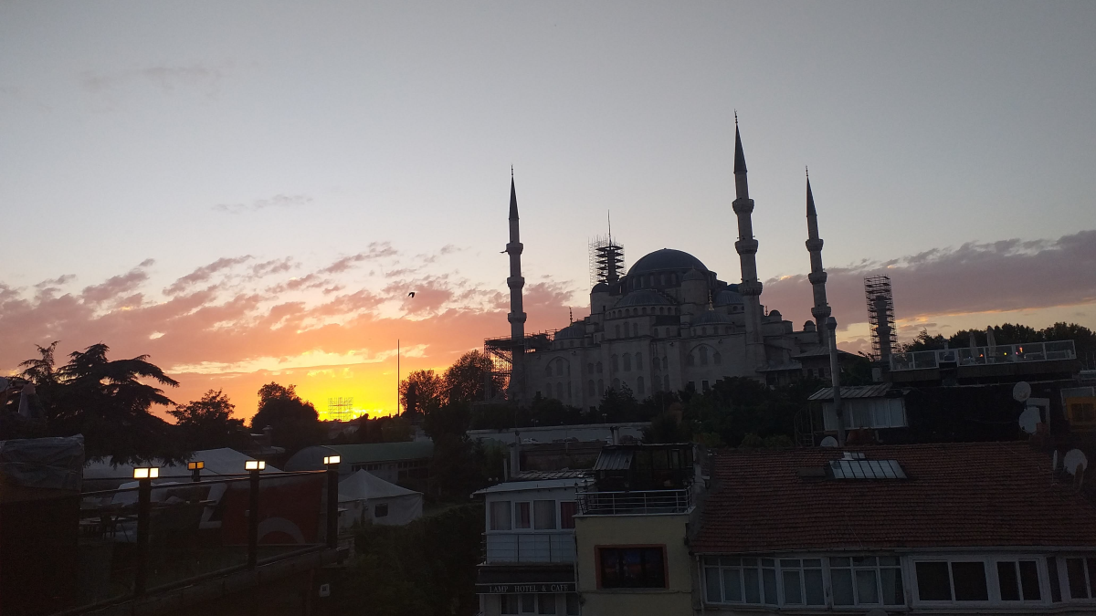 The Blue Mosque in Istanbul at sunset